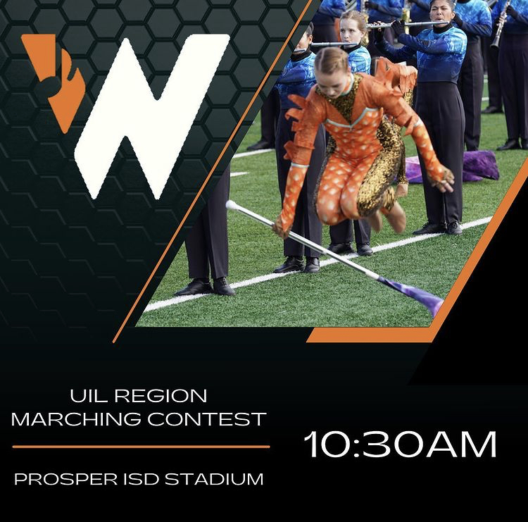 Preparing to Compete! - Through hard work, Wakeland Band has been able to prepare for their competition season. Competition season is the best! Its a lot of hard work and really long days, but the feeling of accomplishment at the end of the show is definitely worth it! Thomas said. This Sat., the band will be performing and competing in the UIL Region Marching Contest at 10:30 a.m.. 