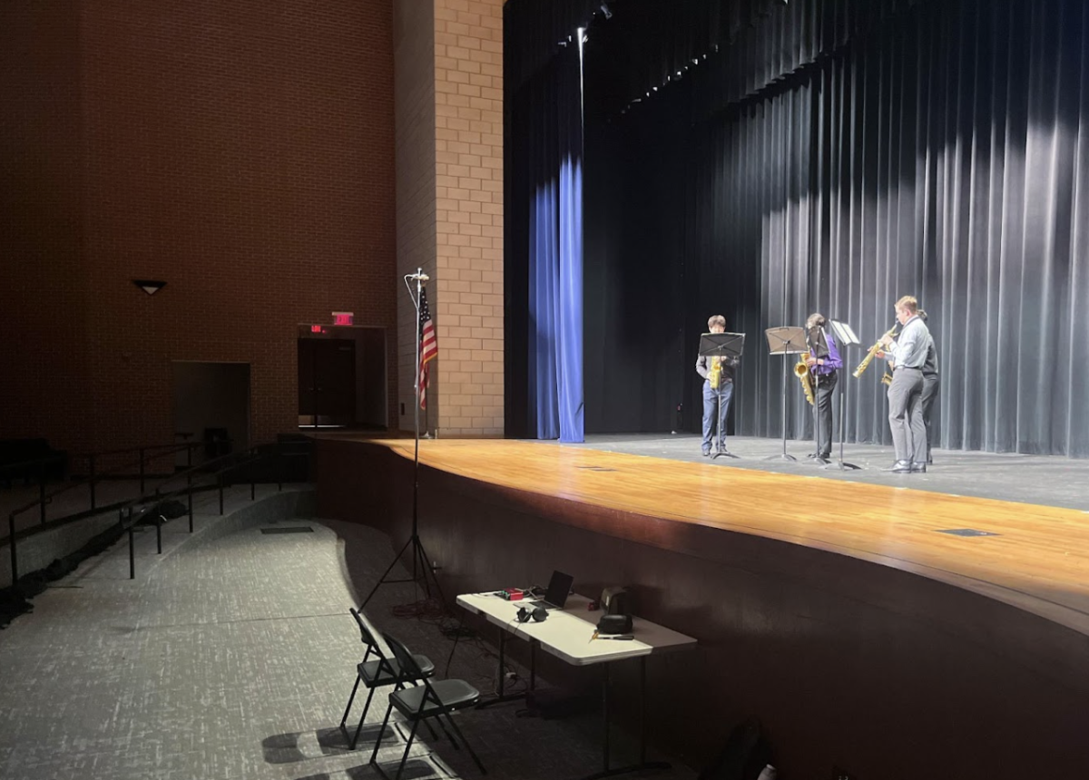 The Wakeland Wind Symphony Saxophone Ensemble rehearsing before the first Spring Ensemble Festival this past May. 